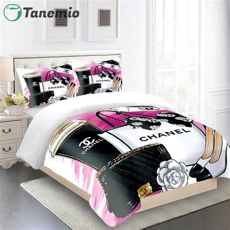 pink chanel duvet cover|Chanel logo comforter set.